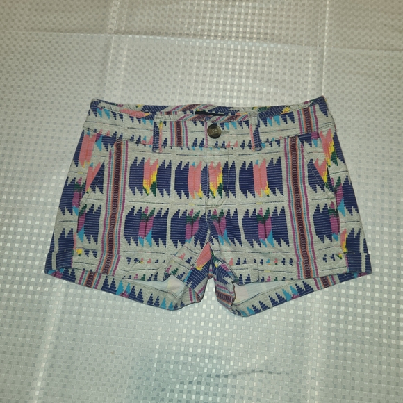 American Eagle Outfitters Ladies Shorts Midi Stretch Size 00 Multi Color A4 - Picture 1 of 6